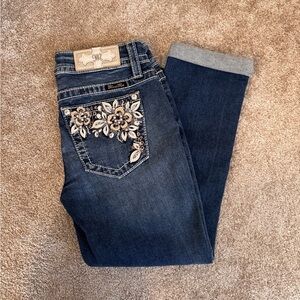 Miss Me Capris Embroidered Capris Blue Jeans